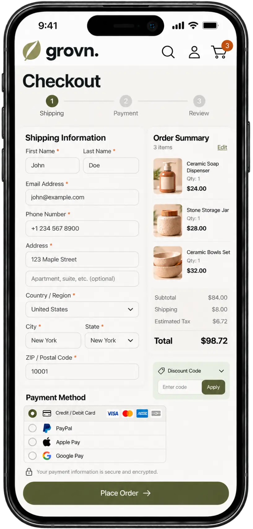 shopify checkout page