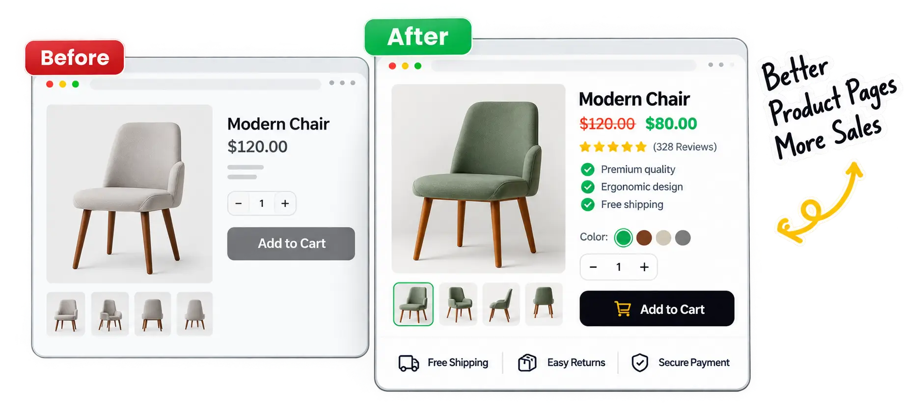 shopify store before after